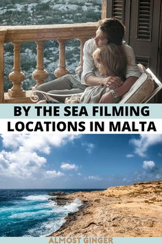 two photos with the words by the sea filming locations in malta, italy