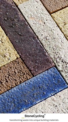 a close up view of some tiles with different colors