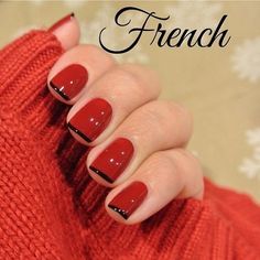 Black Red French Tip Nails, French Nails Design, Black Pedicure, Red French, Stylish Nails Designs, French Nail Art, Her Nails, French Nail Designs, Red Nail Designs