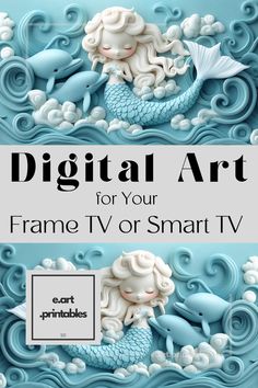 the digital art for your frame iv or smart tv is shown in blue and white