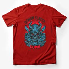 Demon Slayer Domu Graphic Tee, Skull and Horns Red Black T-Shirt, Unique Anime Inspired Shirt Design Male T-Shirt Custom graphic T-Shirt.Customize your color Anime Inspired, Male T Shirt, Black T Shirt, Demon Slayer, Black Tshirt, Shirt Design, Custom Shirts, Graphic Tee, Graphic T Shirt