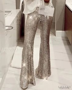 Lasaky - High-waisted sequined bell-bottom pants Sequins Pants, Sequin Flare Pants, Sequin Pant, Tokyo Street Fashion, Sequin Pants, Moda Chic, Bell Bottom Pants, Looks Chic, Soft Grunge