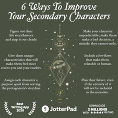 a poster with the text 6 ways to improve your secondary characters