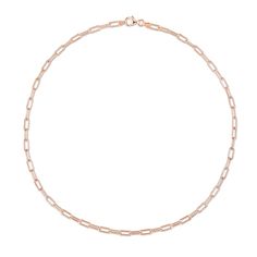 Simple yet on-trend, this paper clip chain necklace in rose rhodium-plated silver is a style must-have for your growing jewelry collection. Fashioned in sterling silver with rose rhodium plate This 3.5mm-wide paper clip chain makes creating a chic look easy. Wear it alone for a minimalist look or layered with other necklaces and pendants to create your own style. This 18.0-inch necklace secures with a lobster claw clasp. Rose Gold Oval Link Paperclip Bracelet, Minimalist Rose Gold Chain Link Necklace, Rose Gold Cable Chain Necklace For Everyday, Rose Gold Paperclip Chain Necklace, Classic Rose Gold Paperclip Bracelet With Rectangular Links, Everyday Rose Gold Cable Chain Necklace, Minimalist Rose Gold Link Paperclip Bracelet, Rose Gold Link Necklace With Paperclip Chain, Rose Gold Necklace With Paperclip Chain Link