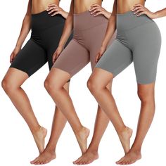 PRICES MAY VARY. Affordable & Fashion - Say goodbye to boring biker shorts, Yolix stretch workout shorts set of 3 are designed as affordable and accessible yoga shorts for women. Our fashion biker shorts great for any active wear or also for layering. Soft polyester with spandex for stretch. High waist, mid thigh shorts great for work out at the gym, running, or as a layer to hide under garments. Various Colors, Fit All Occasion - Our biker shorts have solid colors like Black, and printed colors Soft Yoga, Mid Thigh Shorts, Summer Workout, Cycling Workout, Athletic Sports, Yoga Workout, Shorts For Women, Under Dress, Sports Shorts