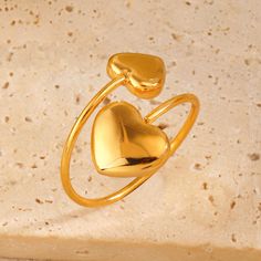 DOUBLE LOVE RING Love Ring, 18k Gold, Gold Plate, Plating, Ring, Gold