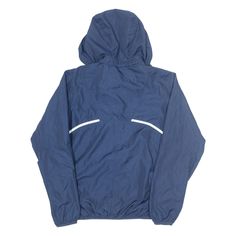 Item is in good used condition. >Size: S >Armpit To Armpit: 19" >Armpit To Cuff: 20" >Collar To Hem: 24" Casual Blue Nylon Track Jacket, Casual Blue Track Jacket For Streetwear, Casual Blue Windbreaker For Streetwear, Blue Hooded Track Jacket For Streetwear, Blue Nylon Track Jacket For Sports, Urban Blue Windbreaker For Sports, Urban Style Blue Windbreaker For Sports, Urban Style Blue Track Jacket For Outdoor Activities, Blue Nylon Windbreaker For Streetwear