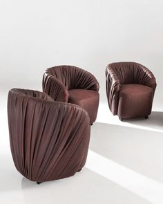 Laurameroni draped upholstered chair drapé club in leather and velvet