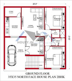 the ground plan for an apartment with three bedroom and two bathrooms in each floor area