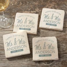 Personalized with your choice of design color, title, last name and date Set of 4 coastersGenuine marble stoneMeasures 4" x 4"Each coaster has a full cork back to protect your furnitureClean with warm soapy water. Do not use isopropyl alcohol or any harsh cleanersPlease Note: Tumbled stone tile is a natural product. Variations in color, texture, plus noticeable cracks and flaws are to be expected as that is the nature of the product. Due to this, print colors may vary from tile to tile Coasters Diy, Buy Stamps, Diy Wedding Gifts, Elegance Wedding, Photo Coasters, Personalized Throw Pillow, How To Make Coasters, Wedding Personalized, Sewing Business