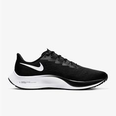 Nike Air Zoom Pegasus 37 Black White Bq9646-002 Men's Road Running Shoes Size Selects Nike Running Shoes With Rubber Sole, Nike Running Shoes With Rubber Sole For Errands, Black Lace-up Marathon Sneakers, Nike Black Trail Running Shoes For Marathon, Black Lace-up Running Shoes For Marathon, Nike Air Uptempo, Nike Sb Zoom, Nike Pegasus, Nike Air Zoom Pegasus