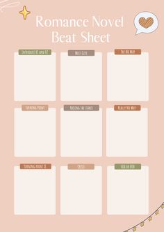 the romantic novel beat sheet is shown