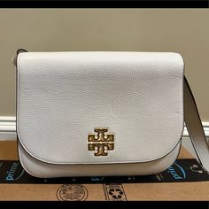 Purchased From Outlet And Never Used See My Closet For The Matching Wallet White Crossbody Shoulder Bag With Magnetic Closure, White Crossbody Bag With Magnetic Closure, Designer White Shoulder Bag With Magnetic Closure, Tory Burch Bag, Tory Burch, Crossbody Bag, Bag Lady, Wallet, Shoulder Bag