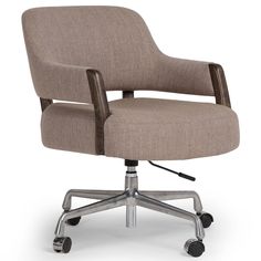 Henrik Desk Chair, Alcala Fawn-High Fashion Home Modern Desk Chair, Four Hands, Modern Office, Performance Fabric, Swivel Chair, Desk Chair, Height Adjustable, Timeless Style, 360 Degree