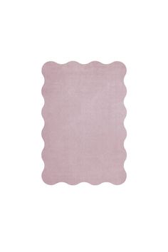 a pink rug with scalloped edges on a white background in the shape of a square