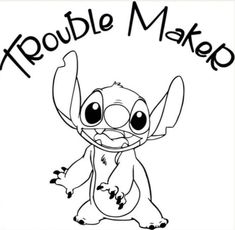 a cartoon character with the words trouble maker on it