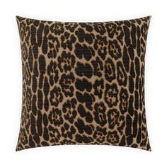 the leopard print pillow is shown in brown, black and white colors with an animal print pattern