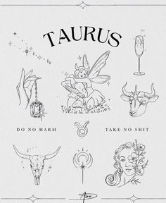 the zodiac signs and their meanings are drawn in black ink on white paper with an ornate border