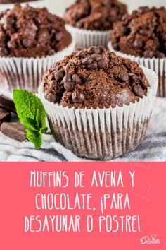 muffins de avena y chocolate para desaynar o postre