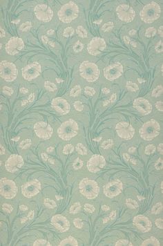 an old wallpaper with white flowers and green leaves