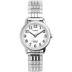 We took a modern approach to our classic 1977 Easy Reader watch with refined modern touches to its silver-tone case, easy-to-read white dial on our easily-adjustable Perfect Fit stainless-steel expansion band-bringing together simplicity and effortless style.Supplier Model #: TW2V05800Manufacturer Part Number: SILVERTONE WOMEN'S: TW2V05800 Timeless Watches, Timex Watches, Fitness Watch, Casual Watches, Stainless Steel Band, White Dial, Watch Case, Steel Bracelet, Watch Brands