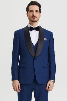 This one button tuxedo by Stacy Adams features a wide black satin shawl lapel, matching pants and vest. This comes in a hybrid fit (Sizes 34-44 = Slim Fit | Sizes 46+ = Modern Fit) Shawl Lapel Tuxedo, Designer Tuxedo, Button Shawl, Satin Shawl, Tuxedo Vest, Tuxedo Shirts, Suit Style, Matching Pants, Dress Hats