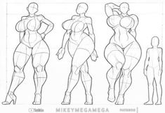 three female body shapes are shown in this drawing