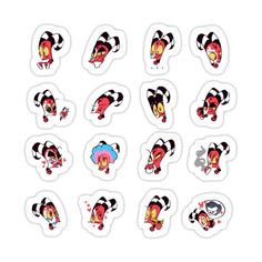 various stickers with cartoon characters on them