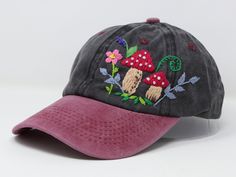 Flower is 100% hand embroidered on a 100% cotton wash baseball cap. Hat is one size fits all with adjustable back strap. Unique cap, one of a kind! I am also open for customization. If you want the item in different colors, please message me, it will take additional 2-3 days of handling time. Free first class shipping, upgradable priority mail service. 30 days return policy, feel confident at your purchase! Whimsical Adjustable Cap, Embroidered Adjustable Baseball Cap For Outdoor, Adjustable Embroidered Outdoor Baseball Cap, Adjustable Embroidered Baseball Cap For Outdoor, Adjustable Cap With Multicolor Embroidery, Handmade Adjustable Baseball Cap, Adjustable Whimsical Baseball Cap, Whimsical Cotton Cap, Adjustable Baseball Cap With Multicolor Embroidery