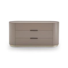 a grey dresser with two drawers on the bottom and one drawer open to reveal something