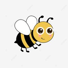 a cute little bee with big eyes, cartoon, character png and psd