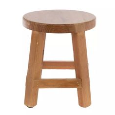 a wooden stool with wheels on it