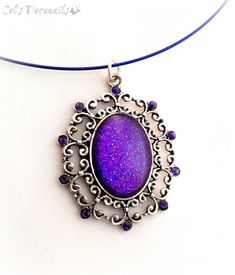 Purple sparkle victorian gothic necklace, gothic bride jewelry, handmade gift, gothic romance Gothic Pendant Necklace For Party, Gothic Filigree Necklaces For Gifts, Gothic Purple Necklace For Party, Gothic Pendant Necklace With Jewels, Purple Gothic Necklace For Party, Handmade Purple Fantasy Necklaces, Handmade Purple Fantasy Necklace, Gothic Purple Jewelry Gift, Vintage Purple Choker Necklace