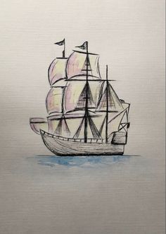 a drawing of a sailboat in the water