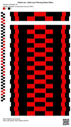 an image of a red and black pattern that is made up of rows of squares