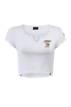 The Cali Tee! A cropped, fitted top with a V-cut front detail at the neckline. Made with fine, ribbed fabric and an embroidered finish. SIZING AND DETAILS Sizing: XS-XXL Cropped fit Form fitting 95% Supima Cotton Rib, 5% Spandex Embroidered logo application P.S. We’d love to see you repping this style! Make sure to tag us (@hypeandvice) to be featured :) Lehigh University, Logo Application, University Of Minnesota, Fitted Top, Supima Cotton, V Cut, V Cuts, Ribbed Fabric, Large White