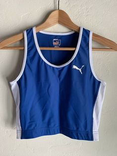 Sporty Tank Top, Retro Blue Sports Tops, Sporty Blue Crop Top, Sporty Blue Crop Top For Streetwear, Blue Sleeveless Sports Crop Top, 90s Blue Sports Top, 80s Crop Top, Sport Tank, Black Cropped Tank