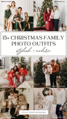 the christmas family photo outfits is featured in this collage with photos and text that reads,