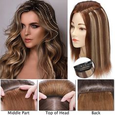 Dear customer, in order to allow you to better understand the product and wearing, we uploaded the wearing video of this product (Base:8.5*8.5cm) the following is the URL: https://youtu.be/zhxMXzFASJ4  The mini clip in hairpieces can be hidden in your own hair and make the whole look fuller and more fluffy. Suitable for people with fine hair and flat hair top. Hair are cleaned and dyed through professional process, clips are covered with silicone, absolutely no harm to your hair and scalp. -4 In Hair Extensions Balayage, Hair Pieces For Women, New Hair Look, Hair Toupee, Split Hair, Hair Volume, Flat Hair, Hair Accessories Clips, Remy Human Hair Extensions