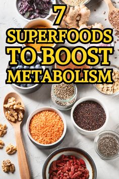 Supercharge your metabolism with these 7 powerful superfoods! Packed with nutrients, these foods can help you burn fat, improve energy levels, and support weight loss. From thermogenic spices to green tea, discover the best foods for metabolism and fat burning. Learn how to easily add these metabolism-boosting foods into your daily diet for sustainable weight management. #MetabolismBoostingFoods #SuperfoodsForWeightLoss #FoodsThatBurnFat Metabolic Boosting Foods, Boost Metabolism Foods, Metabolism Boosting Recipes, Foods That Boost Metabolism, Best Metabolism Boosters For Women, How To Boost Your Metabolism, Metabolism Boosting Foods Fat Burning, 5 Foods To Boost Metabolism, Superfoods For Metabolism