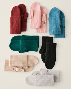 We're smitten with these mittens! Soft and warm in cashmere, with extended ribbed cuffs to wear full-length, or folded over with the stay-put style of clever thumbholes. Coordinate with our Cashmere Ribbed Hat and Scarf. Exclusive. Jersey stitch with half-cardigan stitch cuffs for ribbed dimension. Thumbholes. Ribbed Hat, Yarn Twist, Half Cardigan, Wishlist 2024, Inner Mongolia, Hat And Scarf, Garnet Hill, Cashmere Scarf, Christmas Wishlist