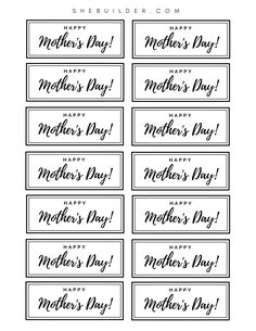 printable mother's day gift tags with the words happy mother's day