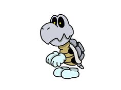 an image of a cartoon character with big eyes and a turtle like body sitting on the ground