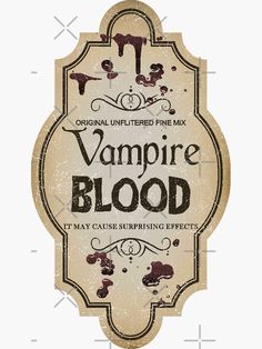 the vampire blood logo is shown in an old - fashioned style, and has been altered to