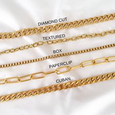 "Elevate your look with any of our glimmering, chunky gold chains. Choose from our luxurious selection to craft an unmistakably stylish and timeless ensemble. Perfect to add a touch of sophisticated glamour to any outfit. ♡︎ 𝘼 𝙥𝙤𝙧𝙩𝙞𝙤𝙣 𝙤𝙛 𝙥𝙧𝙤𝙛𝙞𝙩𝙨 𝙛𝙧𝙤𝙢 𝙚𝙫𝙚𝙧𝙮 𝙤𝙧𝙙𝙚𝙧 𝙞𝙨 𝙙𝙤𝙣𝙖𝙩𝙚𝙙 𝙩𝙤 𝙒𝙤𝙢𝙚𝙣 𝙞𝙣 𝙣𝙚𝙚𝙙 ♡︎ ꕥ 𝗢𝗨𝗥 𝗝𝗘𝗪𝗘𝗟𝗥𝗬 𝗜𝗦 ꕥ * High Quality * Handmade * Waterproof  * 100% Lead & Nickel Free  * Won't tarnish or discolour * Hypoallergenic * Recyclable ꕥ 𝗠𝗔𝗧𝗘𝗥𝗜𝗔𝗟𝗦 ꕥ * 18K Gold Plated PVD Stainless Steel * 10mm Diamond Cut Curb Chain * 10mm Textured Cable Chain * 3.5mm Box Chain * 15mm Paperclip Chain * 10mm Cuban Link Chain * Necklace includes 2\" extender ꕥ 𝗣𝗔𝗖𝗞𝗔𝗚𝗜𝗡𝗚 ꕥ * Every piece comes in their own little bag with a jewel Luxury Gold Plated Box Chain Necklaces, Luxury Stainless Steel Cable Chain Necklace, Gold Cuban Link Necklace Gift, Gold Chain Link Necklace As A Gift, Gold Chain Link Necklace For Gift, Gold Plated Cuban Link Chain Necklace For Gift, Rectangular Chunky Chain Jewelry Gift, Gold Cuban Link Chain Bracelet As Gift, Gold Cuban Link Necklace Metal Gift