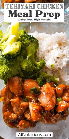 there is chicken and broccoli on the plate with white rice in the background