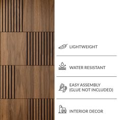 wood paneling with instructions for the different types of panels and flooring options on it