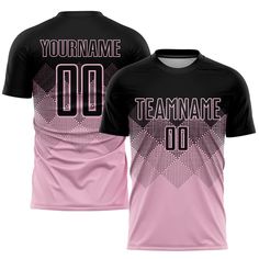 a pink and black soccer jersey with the number 00 on it