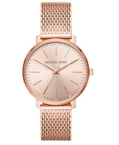 Women's Pyper Rose Gold-Tone Stainless Steel Mesh Bracelet Watch 38mm Watches Women Michael Kors, Rose Gold Watches, Metal Straps, Mesh Bracelet, Stainless Steel Mesh, Skagen, Steel Mesh, Rose Gold Watch, Metal Bracelets