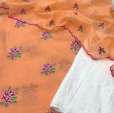 Item Overview ATHARVA Embroidery Kota Salwar Kameez/Embroidery Kota Dupatta Orange/Cotton Chikankari Bottom/Stitch Unstitch/Patiala/Pants/Plazo/Colors Available Dno. KO473B Fabric: * Shirt: 2.5 Mts - Kota Doria- Jaal Embroidered * Dupatta: Kota Doria- 2.5 Mtrs All Over Embroidery * Bottom 2.5 Mts. - Cotton Chikankari Salwar Excusive Hand Embroidered Party Wear Punjabi Suit. Customization: * Fabrics Customization: Designs Can be made in different Fabrics. *Color Customization: Designs Can be made Chikankari Salwar, Patiala Salwar Kameez, All Over Embroidery, Kota Doria Suits, Embroidered Pants, Patiala Salwar, Cotton Bottoms, Punjabi Suits, Gold Threads